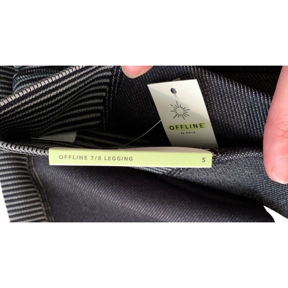 Offline By Aerie Seamless High Rise Black Gray Ribbed Leggings 7/8 Length Sz Sm - Picture 7 of 13
